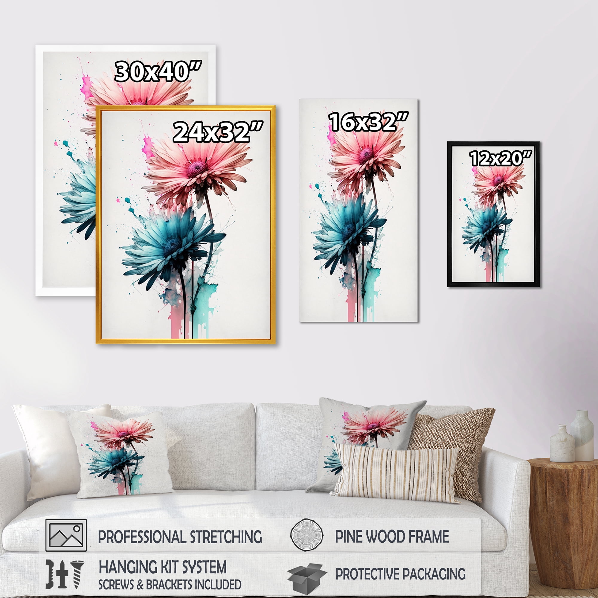 Designart Flower Gerbera III Canvas Wall Art