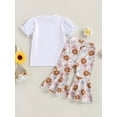 thumbnail image 4 of Bagilaanoe 2pcs Toddler Baby Girl Long Pants Set Letter Print Short Sleeve T-Shirts Tops + Floral Flared Trousers 1T 2T 3T 4T 5T 6T Kids Casual Outfits, 4 of 8