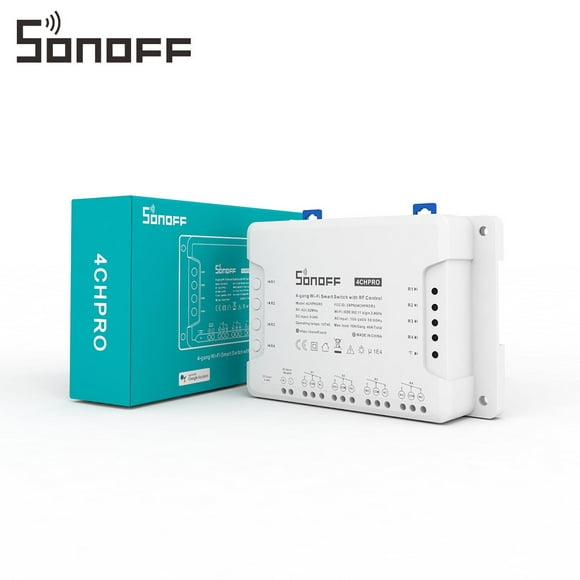 SONOFF 4CHProR3 Wi-Fi Smart Switch,4-Channel Din Rail Mounting Home Automation,Self-Locking/Interlock Control Smart Home Appliances, Works with Alexa Google Assistant