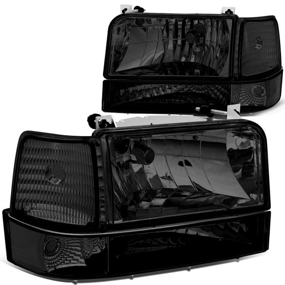 DNA Motoring For 1992-1996 Ford F150 F250 F350 Bronco Smoked Clear Corner Headlight Parking Lamps