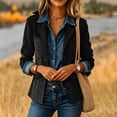 thumbnail image 4 of Zivyakyro Button down Blazers for Women Long Sleeve Fall Jackets for Women Plain Casual Faux Leather Loose Outerwear Black S, 4 of 6
