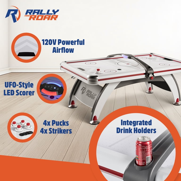 Rally and Roar, Air Hockey Table, 84 inch, LED electronic scorer