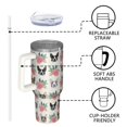 thumbnail image 4 of OBREWU White Boston Terrier and Flower Tumbler with Handle and Lid,White Boston Terrier and Flower 40oz Double Wall Vacuum Insulated Tumbler,Cups Gift for Women and Men, 4 of 7