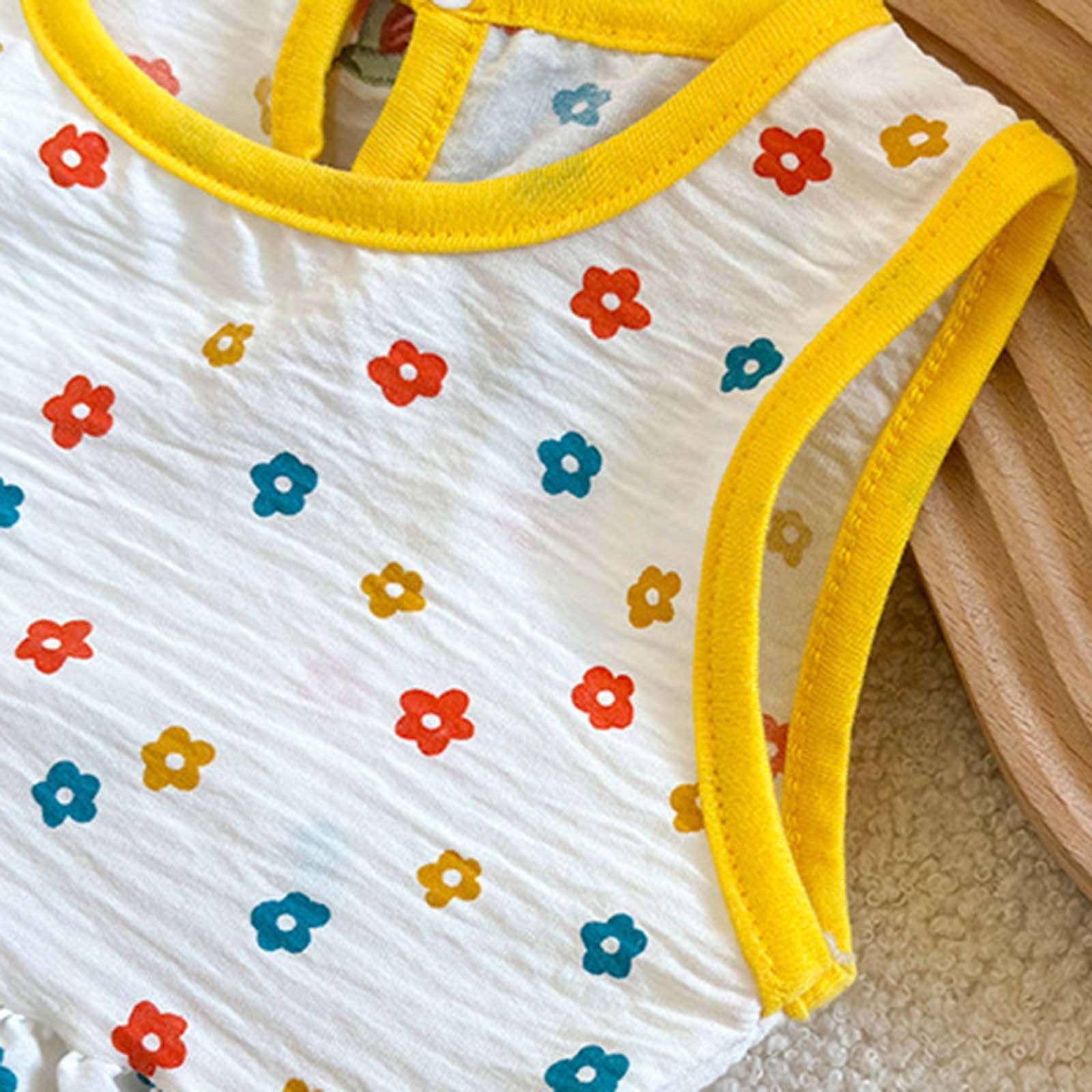 YHAJDS Baby Girl Sleeveless Dress Summer Print Kids Casual Play Dress