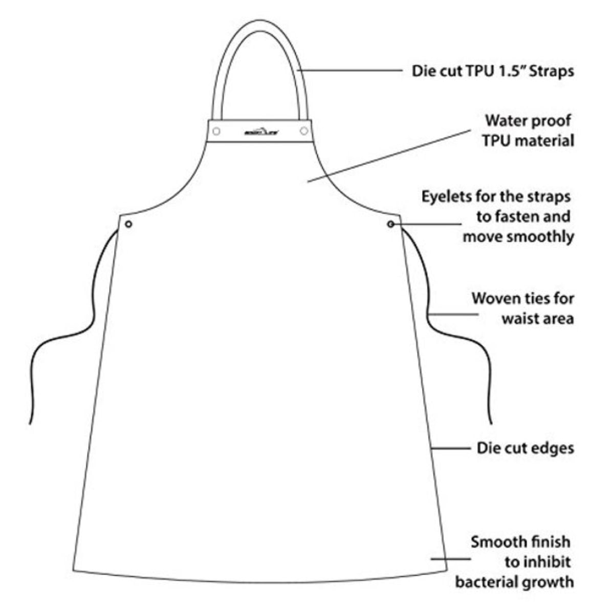 Kleen Handler Waterproof TPU Bib Thick Apron, 11.8 Mil, Oil Resistant, Unisex, White (Pack of 1)