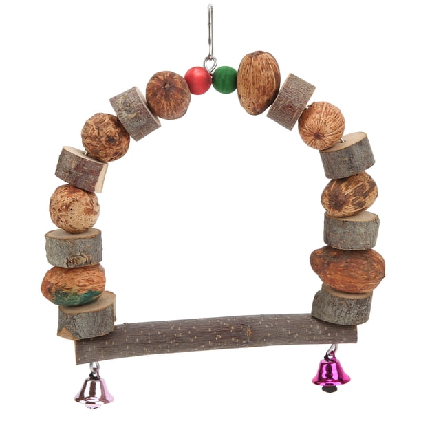 Columpio de loro multiusos de madera natural para masticar pájaros, juguete para periquitos, cacatúas, pinzones, agapornis y periquitos.