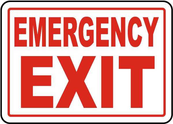 Build to exit. Emergency exit. Emergency exit sign