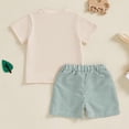 thumbnail image 6 of JUMEYU Baby Boy Outfits Newborn Summer Toddler Baby Boy Outfit Short Sleeve Embroidery Tshirt with Plaid Shorts Summer Clothes 0 6 Months (White,0-6 Months), 6 of 8