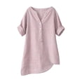 thumbnail image 3 of T Shirts For Women Pink Womens Tops Fashion Loose Stand Color Striped Collar Casual Shir Summer Tops, 3 of 7