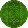 thumbnail image 1 of Ahgly Tapis Rond Lavable en Machine Intérieur Transitionnel Vert Émeraude Profond, 8 Pieds Rond, 1 of 7