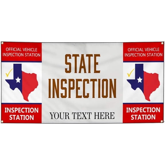 Custom Industrial Vinyl Banner State Inspection Personalized Text Safety Red 4 Grommets 24x48Inches