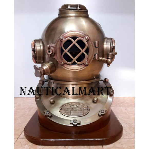 NauticalMart Scuba 18" Diving Helmet Antique U.S Navy Mark V Vintage Divers Helmet Replica with Base