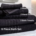 thumbnail image 3 of Mainstays Basics Black 6-Piece Towel Set, 2 Bath Towels, 2 Hand Towels, 2 Washcloths, 3 of 6