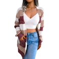 thumbnail image 3 of Open Front Cardigan Casual Striped Cardigan Chunky Below Hip Length For Home Office School For Women ANGGREK Ropa, 3 of 8