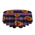 thumbnail image 5 of Halloween Purple and Black Striped Pumpkins Round Tablecloth 60"x60",Wrinkle Wipeable Table Cloth for Kitchen Dining Room Picnic Patio Party, 5 of 6