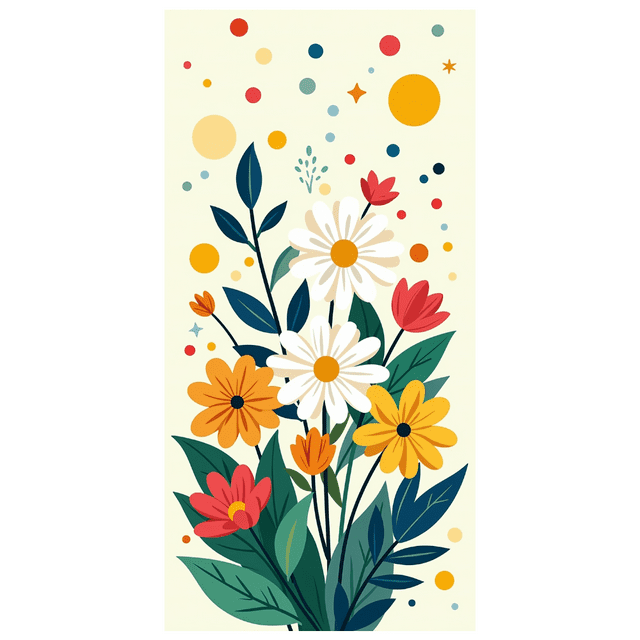Colorful Floral Illustration Banner Garden Background Backdrop Birthday Party Wedding Celebration Photography Props Spring Decor Botanical Elements
