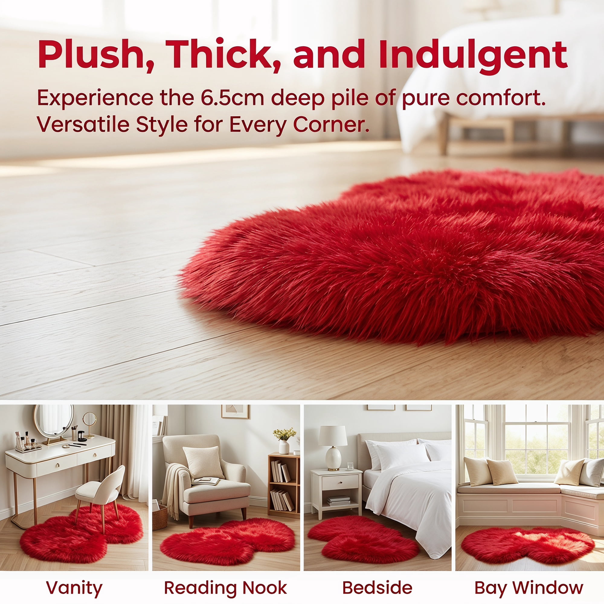 Unique Bargains Ultra Soft Fluffy Non Slip Narrow Fuzzy Shaggy Area Rug 28" x 14" Red