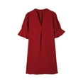thumbnail image 4 of Baqcunre Women'S Casual Dresses Women'S V Neck Tunic Dress Loose Summer Casual Shirt Dress Ruffle Sleeve Mini Dress Womens Dresses Midi Dress Red Dress XXL, 4 of 5