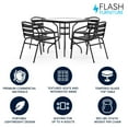 thumbnail image 3 of Flash Furniture 5-Piece Patio Dining Set with Square Glass Table and 4 Slat Back Chairs, Black, 3 of 15