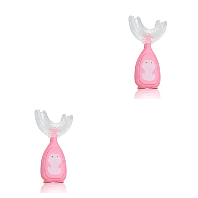 Matsuzay Silicona Handheld U-Type Baby Cepillo de Cepillo de de entrenamiento Portable Kids Toddlers Limpieza Gadgets Small, Pink rosado S 2piezas Matsuzay CBP160298