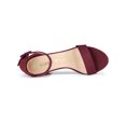 thumbnail image 5 of BLISSFUL STEP Women's Shoes Ankle Strap Block Heel Buckle Open Toe Sandals Burgundy 9, 5 of 9