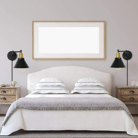 Set of 2 Industrial Swing Arm Wall Light Plug in Wall Lights Fixture for Bedroom