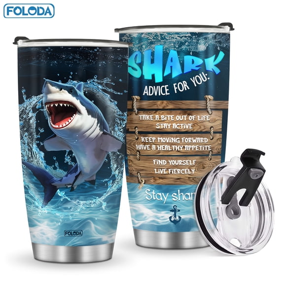 20oz With Lid Shark Mug Shark Lover Gifts For Women Animal Ocean Themed Gifts Birthday Christmas Gift for Women Men Friends  Stainless Steel Coffee Cups