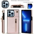 thumbnail image 2 of Crossbody Phone Case for iPhone 13 Pro Max Case with Card Holder for Women,iPhone 13 Pro Max Case Wallet with Strap Lanyard for Men,PU Leather Magnetic Clasp with Kickstand 6.7", Rosegold, 2 of 14
