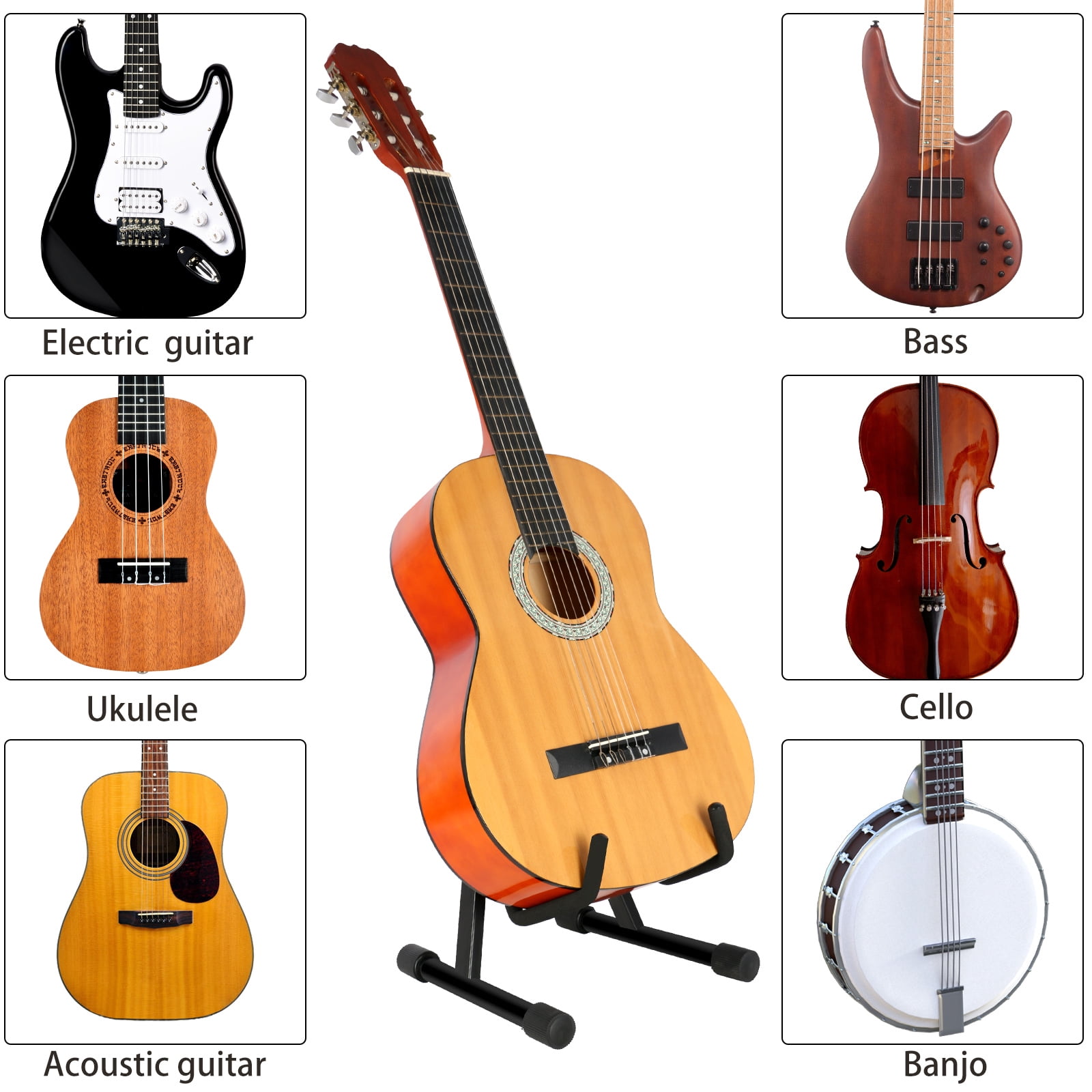EASTROCK Guitar Stand with Foam Arms & Rubber Pad A-Frame Universal Portable Guitar Stands for Bass Acoustic Electric,Black