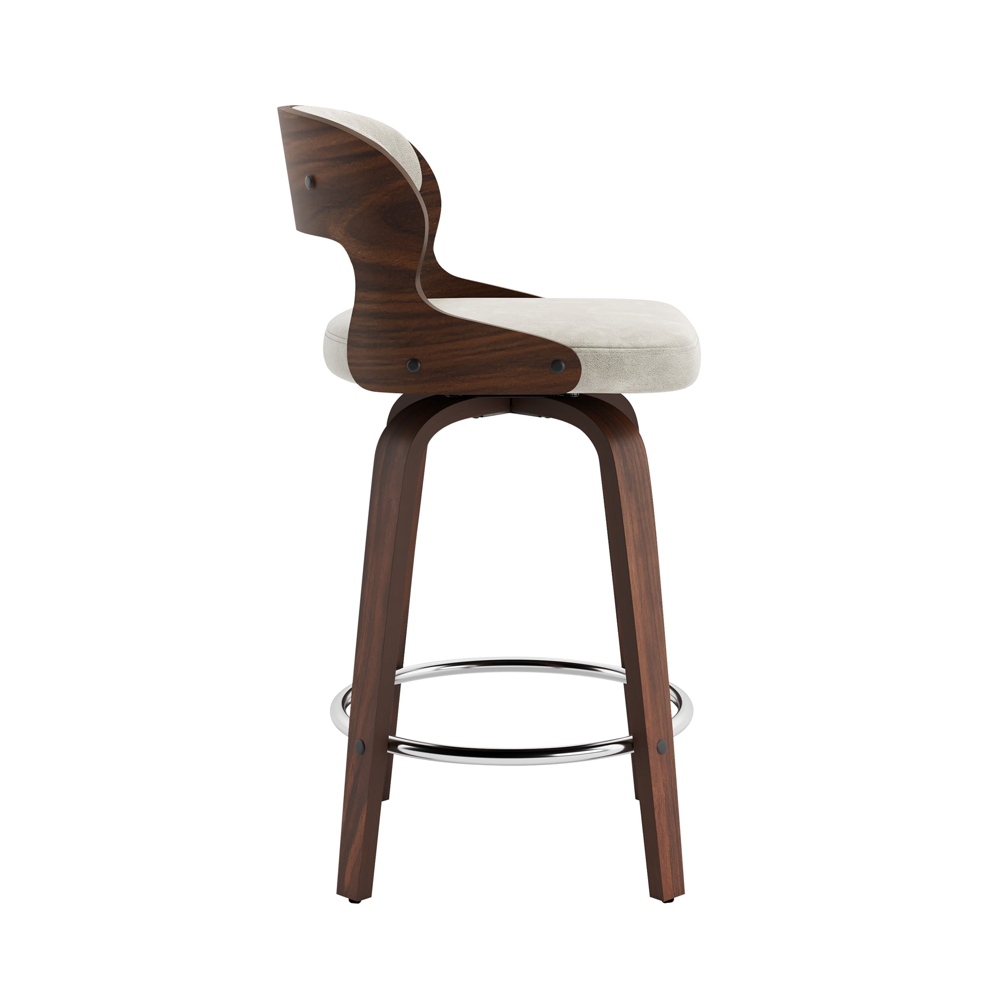 Dycanpo 26”Bar Stools Swivel, Wood Counter Height Bar Stools for Home Kitchen, Light Beige Gray