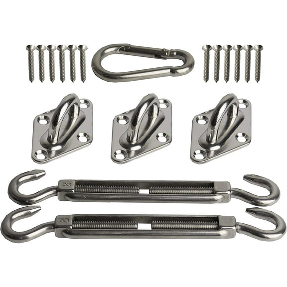 M8 Heavy Duty Sun Shade Sail Fixing Kit for Garden Triangle and Square, Rectangle - 304 Stainless Steel Sun Shade Sail Fixing Hardware Accessories Kit (Fixing Kit 2-1x2x3)