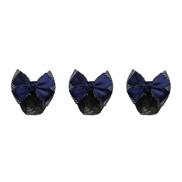 Guardoinrt Filet à Cheveux à Grand Application avec Nœud pour une Apparence Chic et Professionnelle Bons Cadeaux Rayures Épaisses - Bleu Ensemble de 3