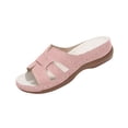 thumbnail image 2 of Sandals For Women Wedge Thick Heel Open Toe Slip-on Peep Toe Slides Slippers Women's Trendy Casual Outdoor Shoes for Beach Fashion 5.5, 2 of 7