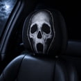 thumbnail image 3 of 2PCs Ghost Face Headrest Covers, Halloween Car Accessories, Scary Face Printing Auto Seat Universal Elastic Models Headrest Protector (C), 3 of 6