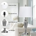 thumbnail image 5 of Cinkeda Table Lamps Set of 2 for Bedroom Living Room 27" Tall Silver Industrial Bedside Lamp with USB +C Charging Ports Modern 3-Way Dimmable Touch Control Nightstand Lamp, 5 of 6