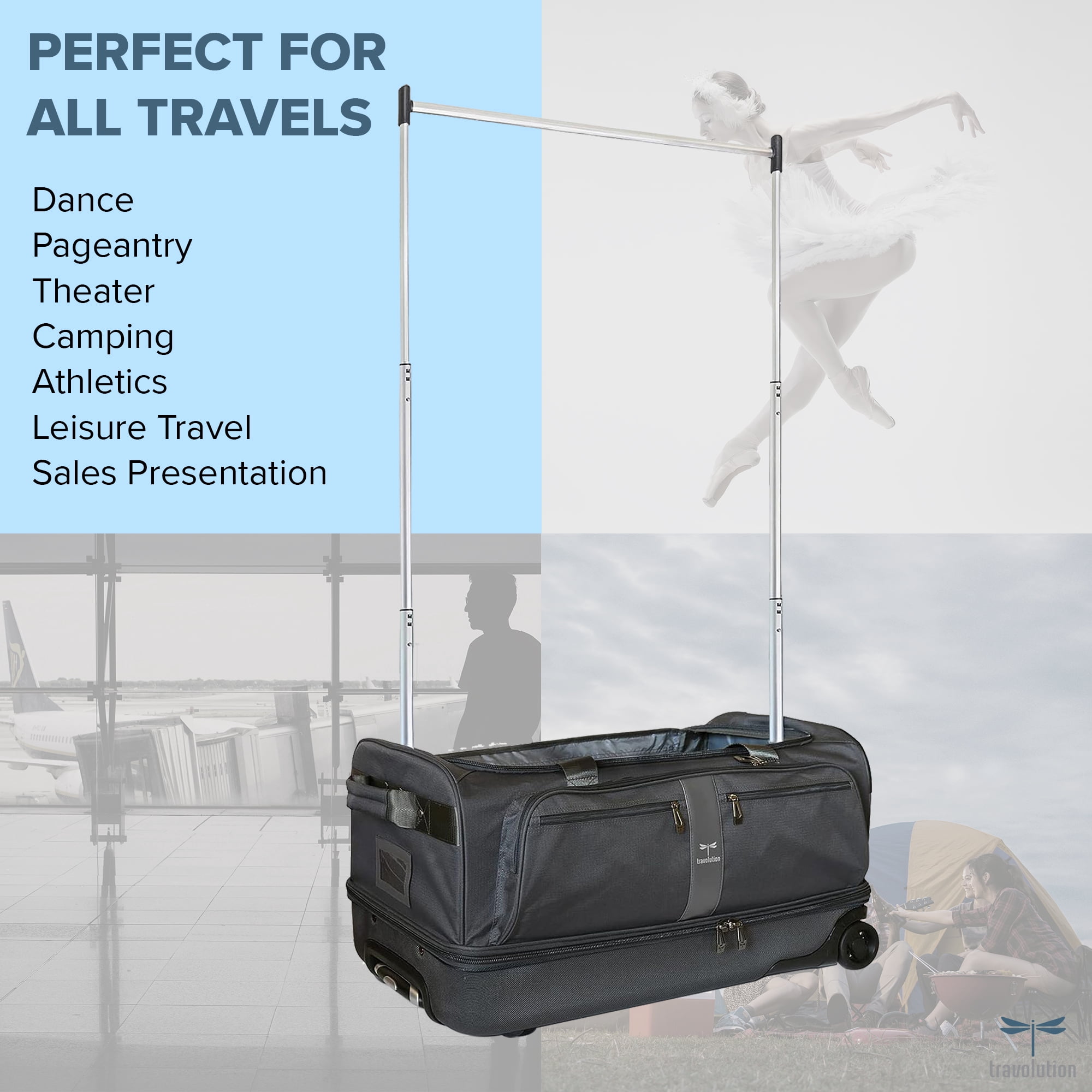 Travolution Unisex 28" Collapsible Travel Duffel Bag, Black