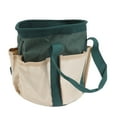 thumbnail image 1 of Garden Tool Tote, Comfortable Handle Round Garden Tools Bag Large Capacity 6 Pockets  For Gardener For Men Green With Cream Color,Dark Blue With Cream Color, 1 of 8