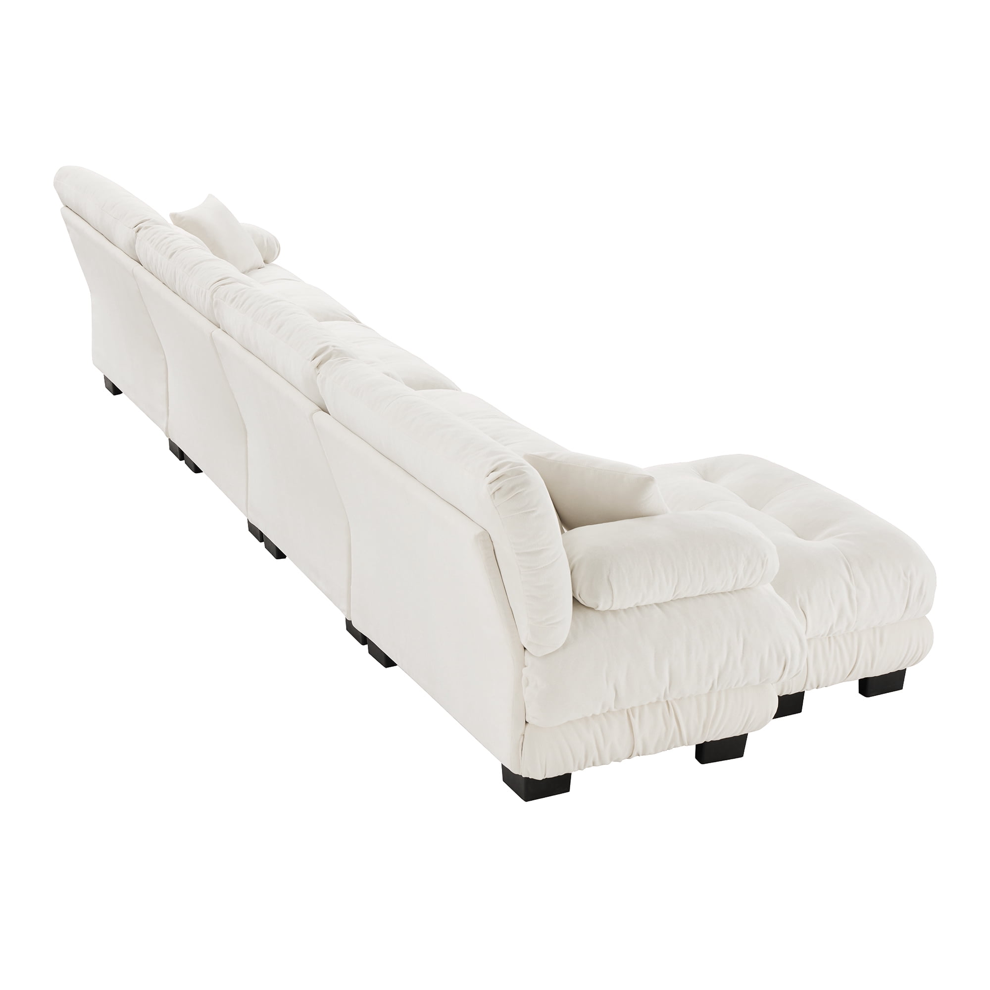 MAYEERTY 173.2in Modular Sectional Sofa, L Shaped Couch for Living Room, 4-Seater Cloud Couch with Convertible Ottoman, Free Combination, White
