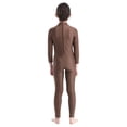 thumbnail image 2 of ZDHoor Girls Long Sleeves Ballerina Gymnastics Leotard Full Length Performance Jumpsuit Unitard Brown 9-10, 2 of 7