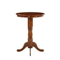 thumbnail image 2 of 32 Inch Round Pub Bar Table Classic Turned Pedestal MDF Wood Walnut Brown- Saltoro Sherpi, 2 of 5