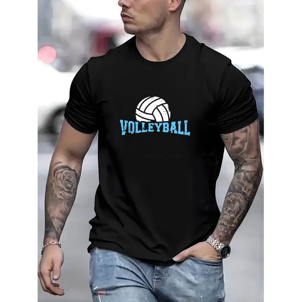 Volleyball Print T Shirt, Tees for Men, Casual Short Sleeve T-shirt for Summer