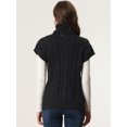 thumbnail image 4 of Chaleco de Cuello Alto para Mujer Chaleco sin Mangas Jersey de Punto de Color Sólido Suéter Informal Negro XL, 4 of 6
