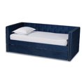 thumbnail image 1 of Baxton Studio Lit de Jour Double en Velours Bleu Larkin avec Lit Gigogne, 1 of 11