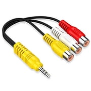 3.5MM to 3 RCA Cable ，Video AV Component Adapter Cable Replacement for TCL TV,3 RCA to AV Input Adapter - 23CM/9in