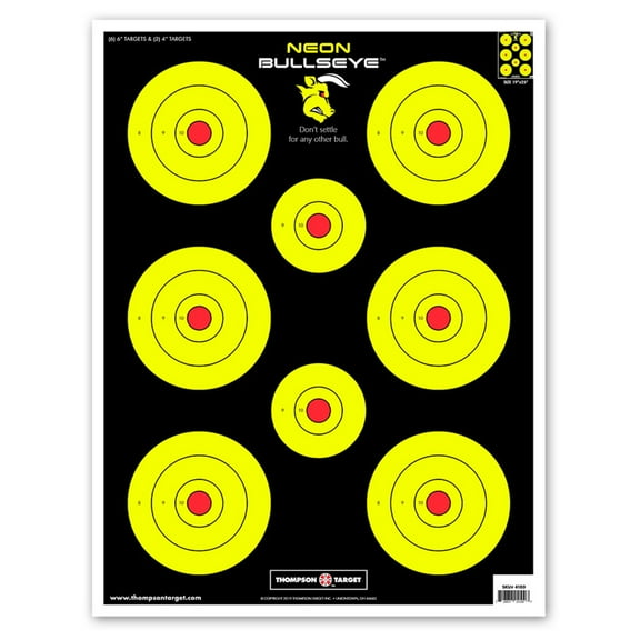 Neon Bullseye - Ultra Bright Paper Shooting Targets - 19"x25" (20 Pack)