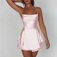 thumbnail image 2 of Vestido midi sexy de color liso y corte ajustado para mujer - Cuello en V, lazo delantero, tirantes finos, espalda abierta - Playa/Fiesta/Cóctel - S-L, 2 of 3