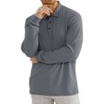 thumbnail image 4 of Jalioing Men's Long Sleeve Golf Shirt Collared Ribbed Casual T Shirt Business Dressy Solid Color Tops, 4 of 8