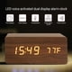 thumbnail image 3 of Reloj despertador digital con pantalla de tiempo electrónica de madera, 3 configuraciones de alarma, detección de humedad, reloj electrónico de madera para dormitorio Vhermosa, 3 of 4