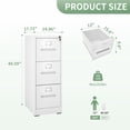thumbnail image 3 of AQY 3 Drawer File Cabinet with Lock,Filing Cabinets for Home Office,Metal File Cabinet 18" Deep Vertical Storage Drawer for Hanging A4/F4/Letter/Legal Size Files, Assembly Require, 3 of 13
