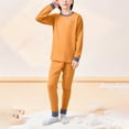 thumbnail image 2 of Riecok Thermal Underwear Set for Kids Long Sleeve Solid Color Pullover Tops and Long Pants Fall Warm Sleepwear Sets, 2 of 6